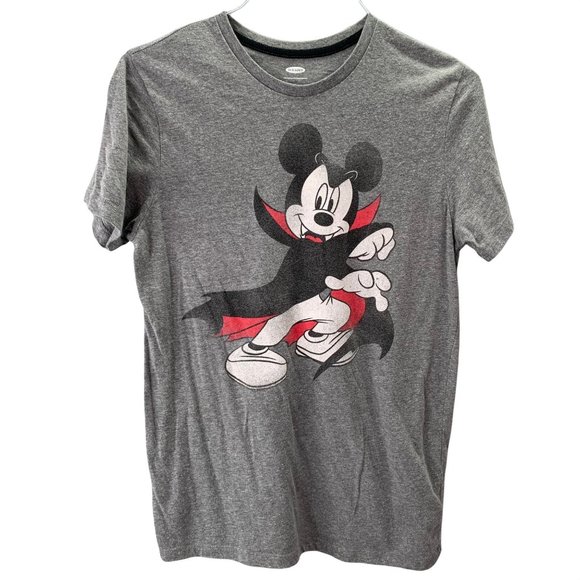 Disney Old Navy Mickey Mouse Vampire T Shirt size S Adult Gray Graphic - Picture 1 of 4